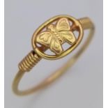 AN 18K (TESTED) YELLOW GOLD BUTTERFLY RING. Size J, 1.3g weight. Ref: SC 9039