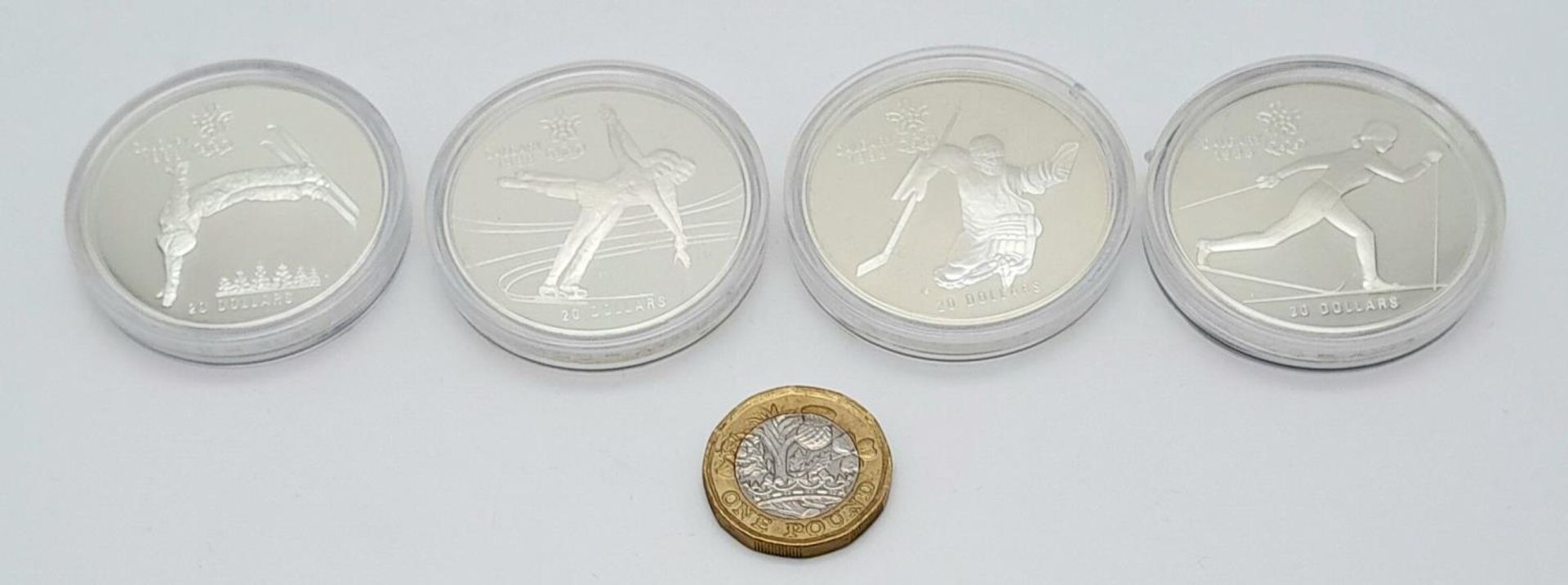Four Commemorative 925 Silver Coins - Celebrating the 1986 Canadian Winter Games. Each coin weighs 1 - Bild 5 aus 5