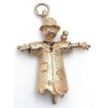 A 9K YELLOW GOLD SCARECROW CHARM WITH MOVING PARTS. 28mm length, 3.2g weight. Ref: SC 9056