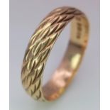 A 9ct Yellow Gold Patterned Band Ring, size M, 2.1g total weight. ref: 1518I