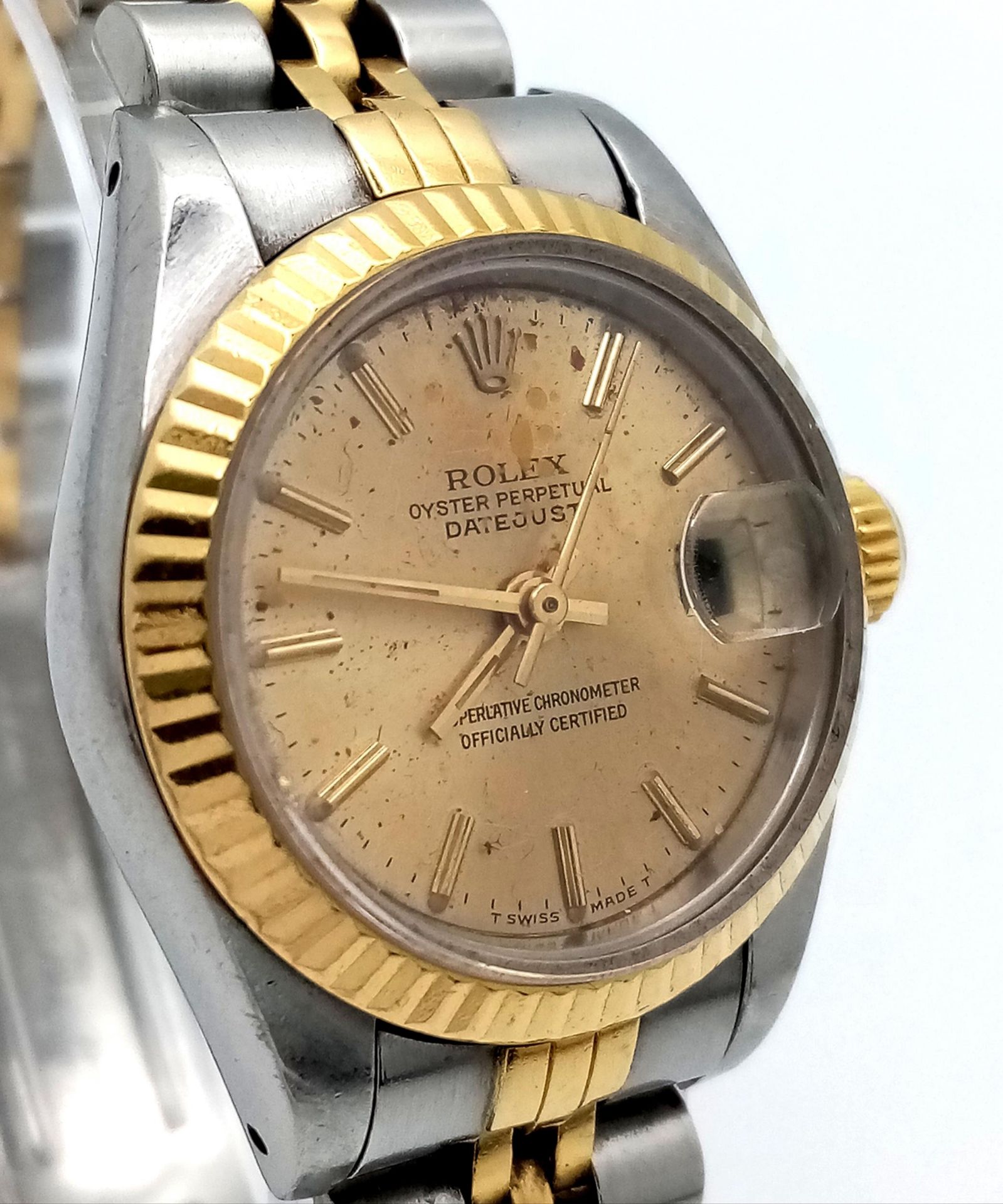 A Bi-Metal Rolex Oyster Perpetual Datejust Ladies Watch. 18K gold bracelet and case - 26mm. NOTE: - Image 4 of 9