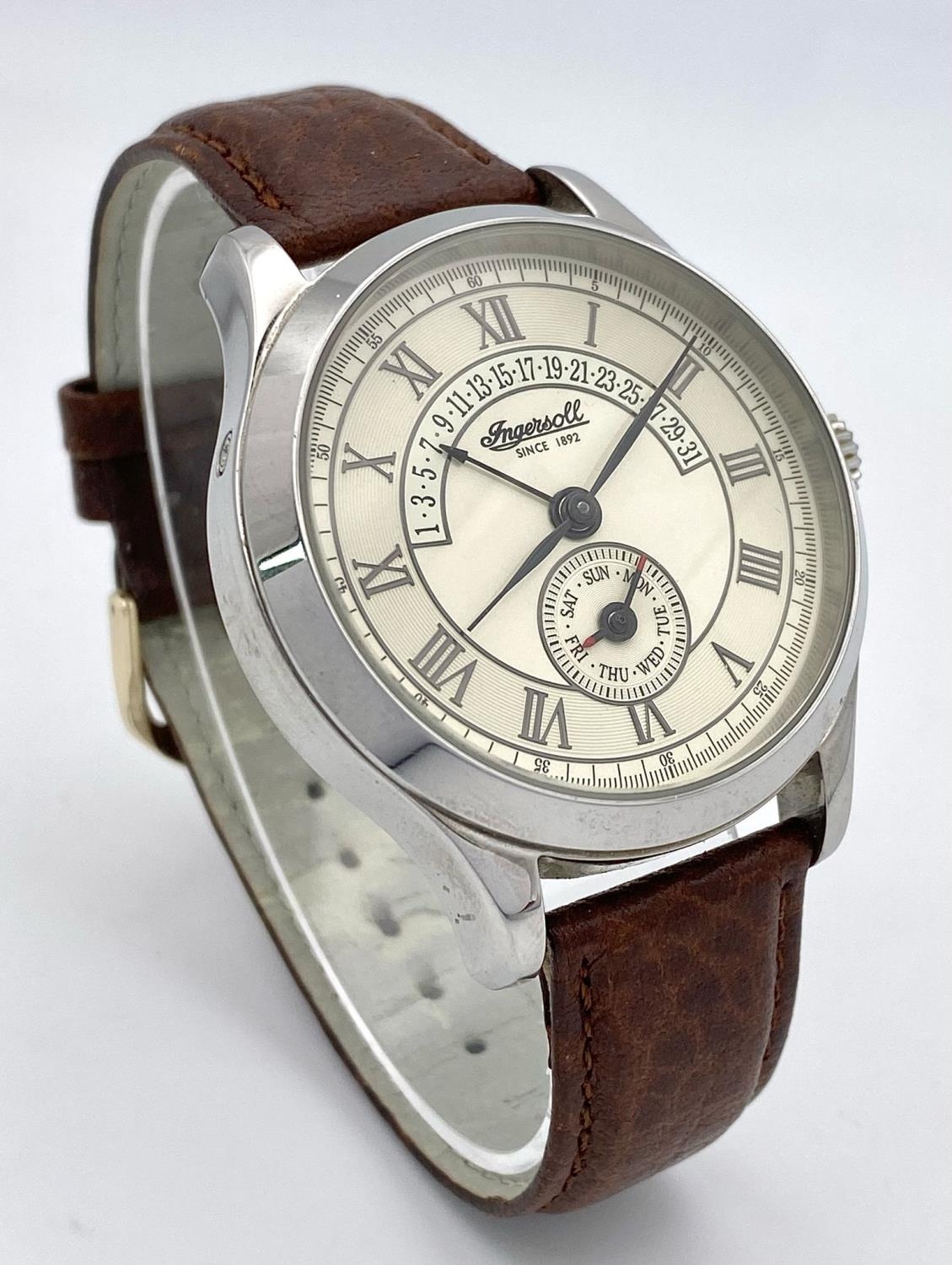 A Limited Edition (IN4800) Ingersoll Automatic Gents Watch. Brown leather strap. Stainless steel - Image 4 of 10