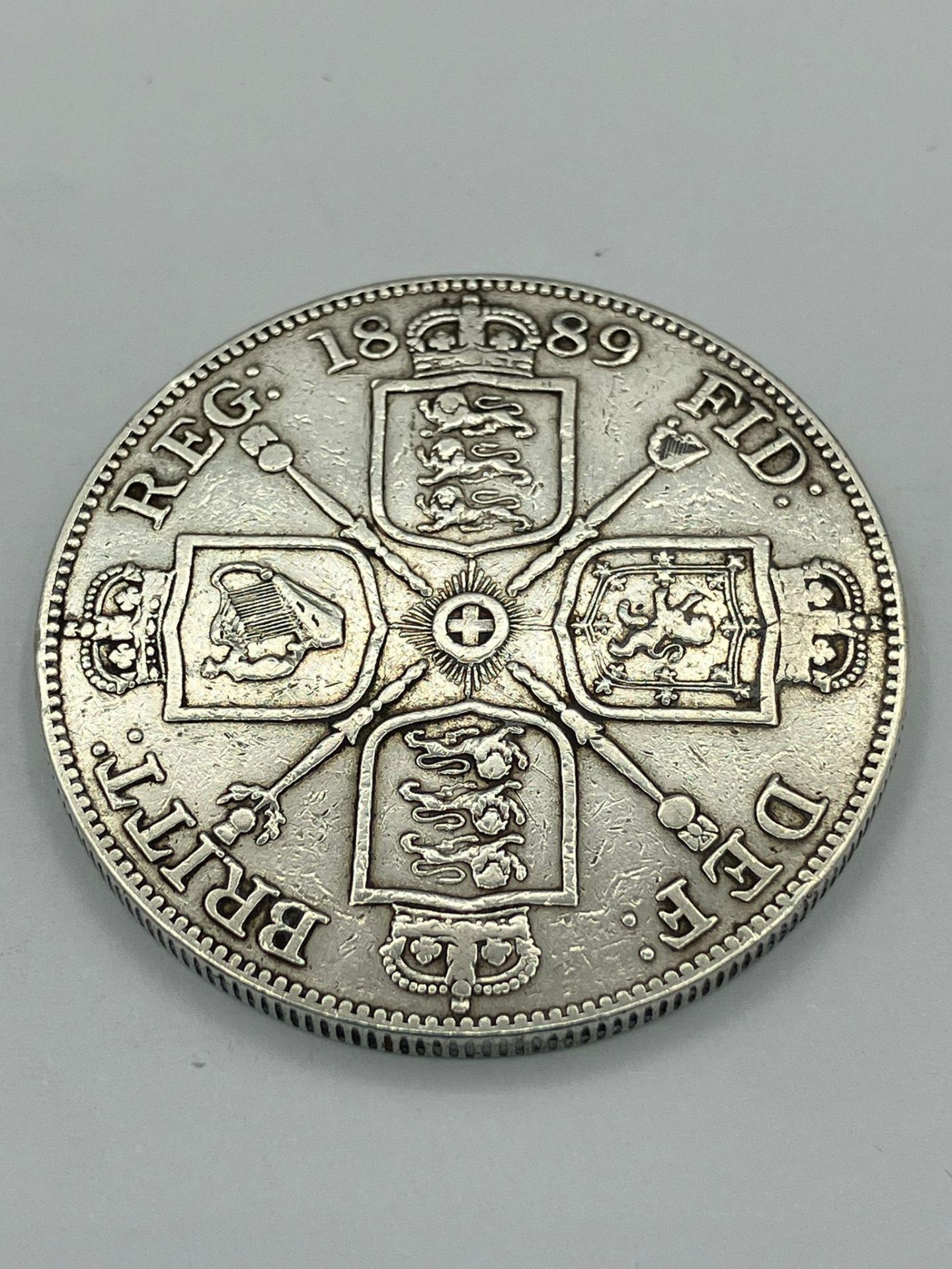 1889 SILVER DOUBLE FLORIN in EXTRA FINE CONDITION. Having bold definition to both sides with clear