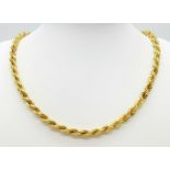 A 9K Yellow Gold Rope Necklace. 45cm length. 12.4g weight.