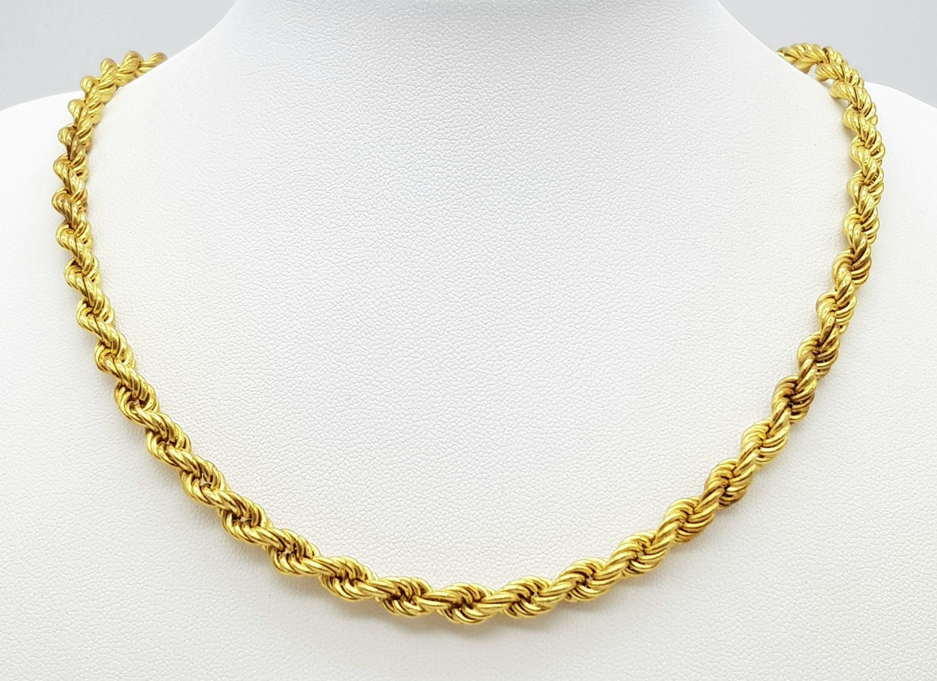 A 9K Yellow Gold Rope Necklace. 45cm length. 12.4g weight.