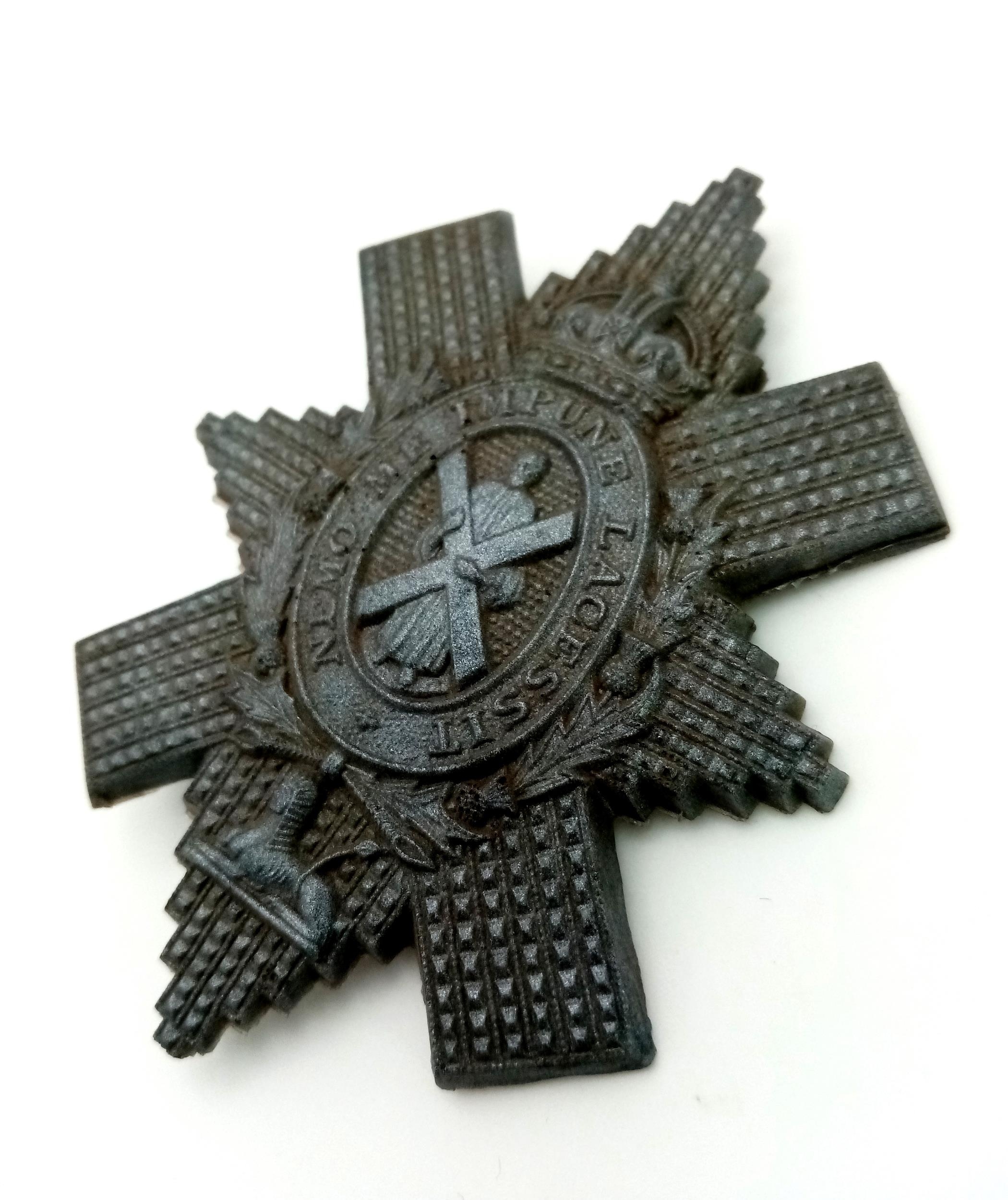 WW2 Plastic (Cellulose Acetate) Economy Black Watch Cap Badge. - Image 2 of 3