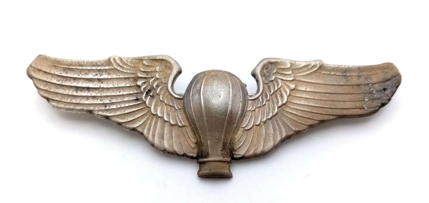 WW2 US Army Air Corps Balloon Pilots Silver Plated Wings.