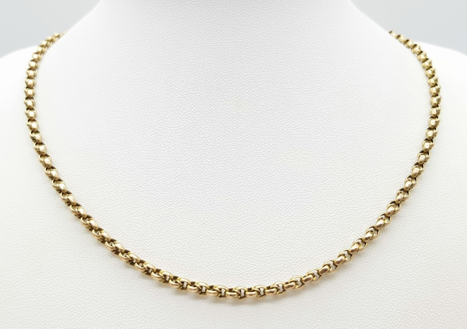 A 9ct Yellow Gold Belcher Chain, 17” length, 9.9g total weight. ref: 1495I - 1