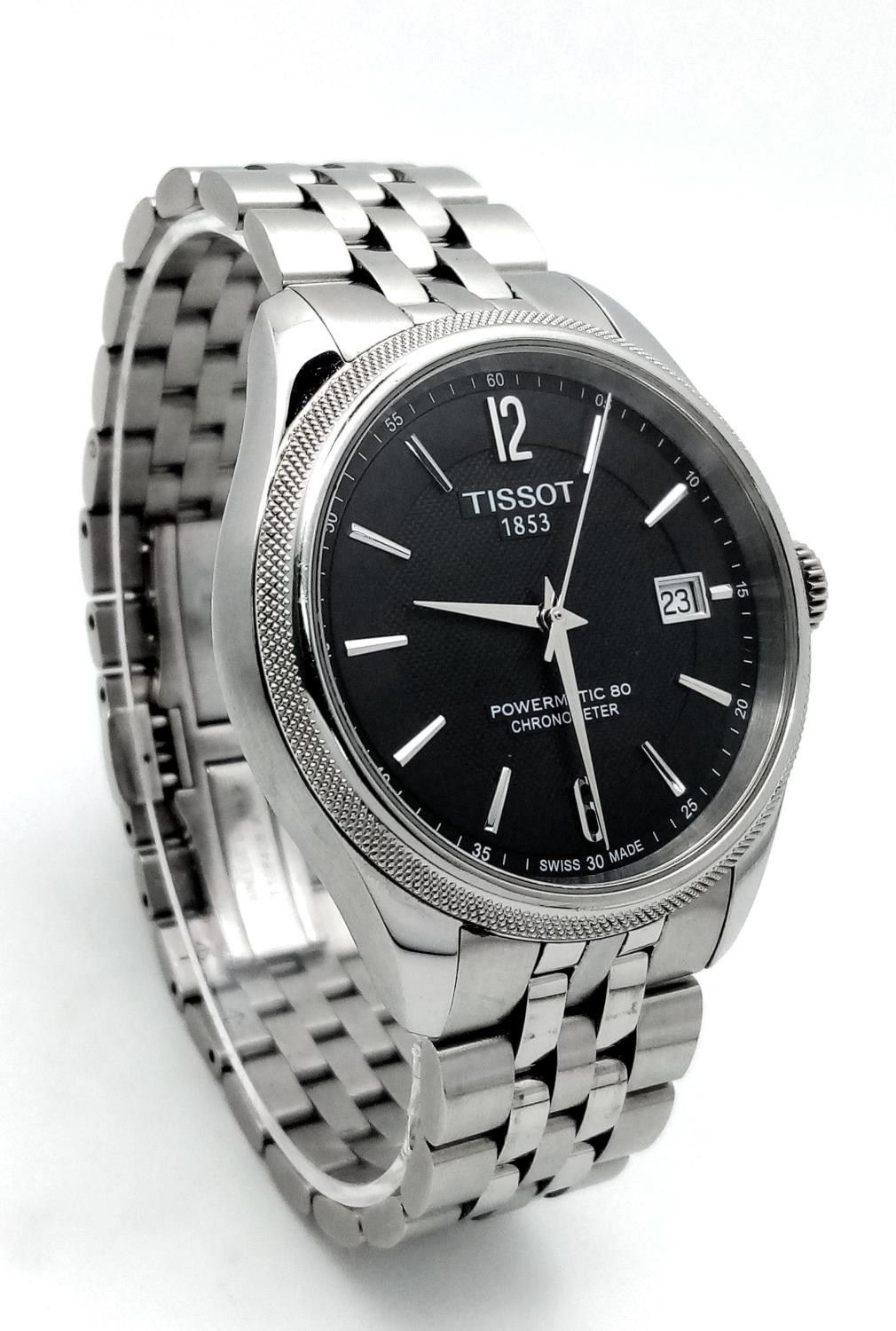 A Tissot Powermatic 80 Gents Watch. Stainless steel bracelet and case - 41mm. Black dial with date - Image 7 of 28