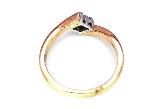 9K Yellow Gold Diamond crossover diamond Ring, 0.25ct diamond weight, 2.9g total weight, size M - Bild 5 aus 7