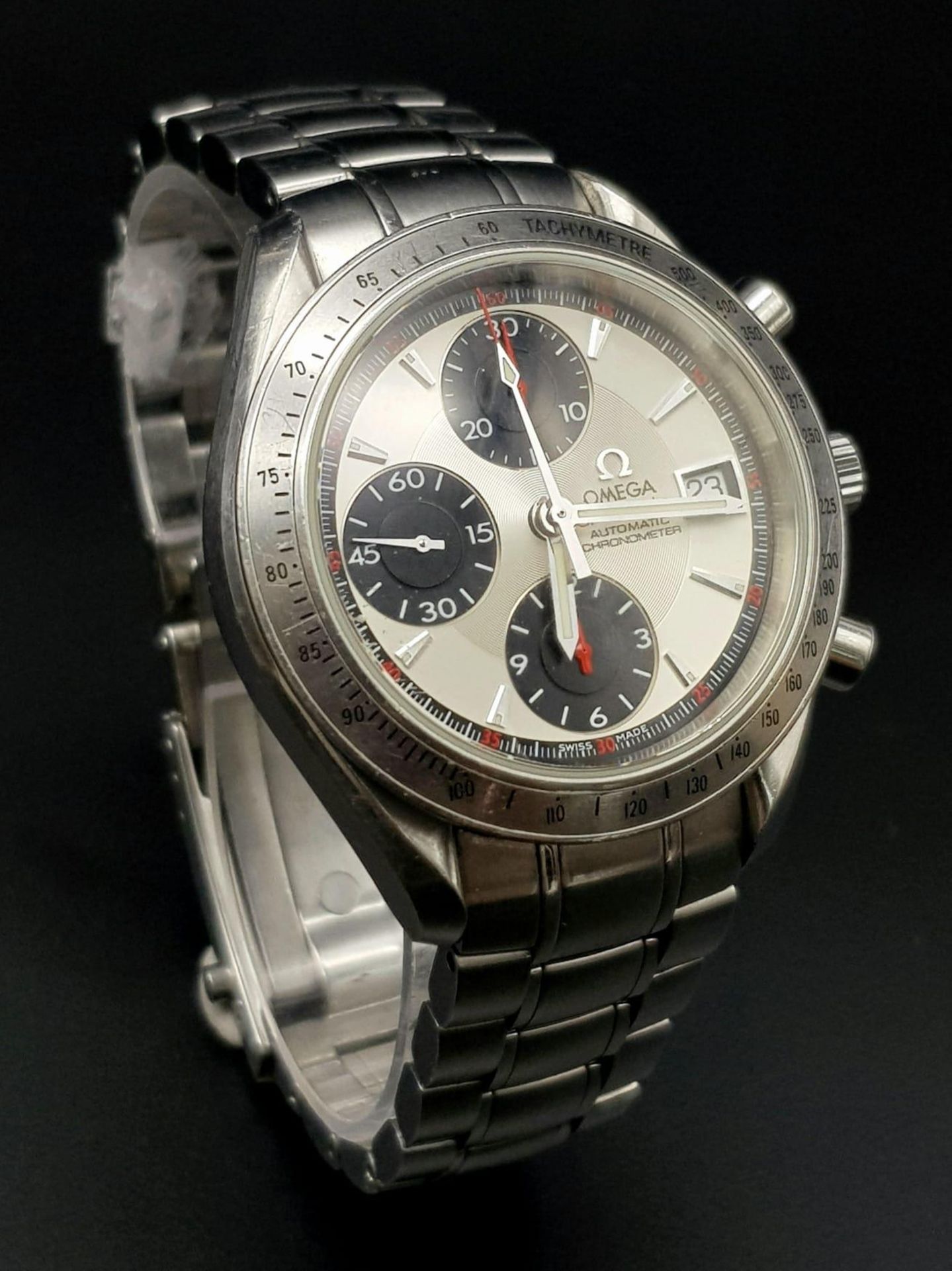 AN OMEGA "SPEEDMASTER"CHRONOMETER AUTOMATIC WITH 3 SUBDIALS AND DATE BOX, 40mm - Bild 4 aus 12