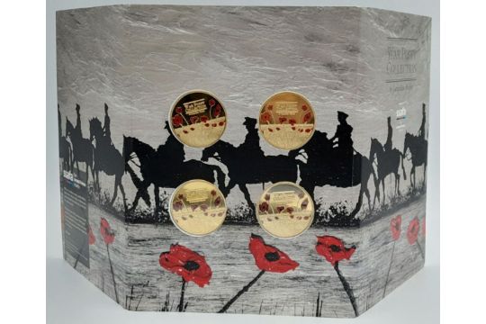 A Set of Four ‘War Poppy Collection’ Coins by Jacqueline Hurley in Support of Combat Stress. Mint - Image 2 of 5