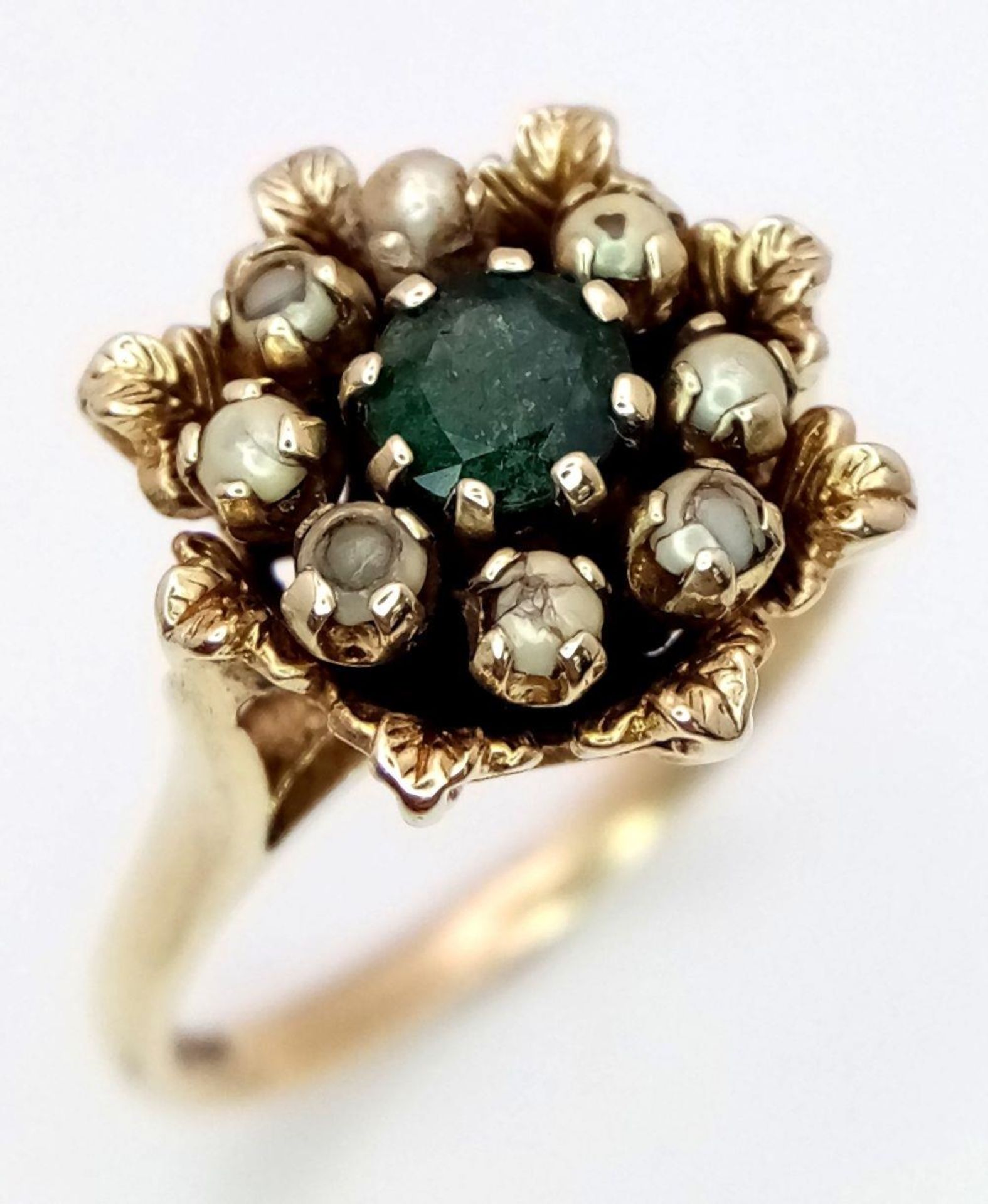 9K YELLOW GOLD STONE SET RING. 4.68G IN WEIGHT. SIZE Q. Ref: 7743. - Bild 2 aus 5