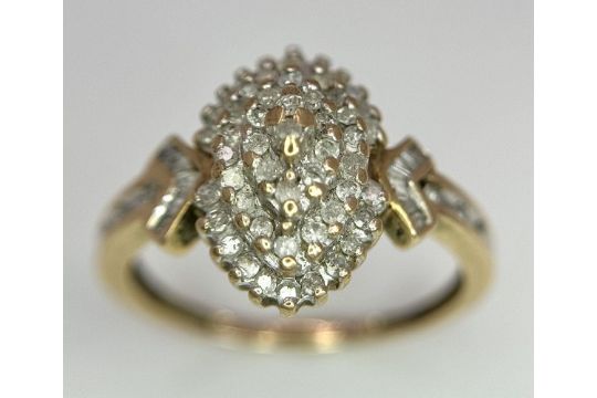 9K YELLOW GOLD DIAMOND CLUSTER RING. 0.50CT. 3.55G IN WEIGHT. SIZE R. Ref: SC 9006. - Image 3 of 6