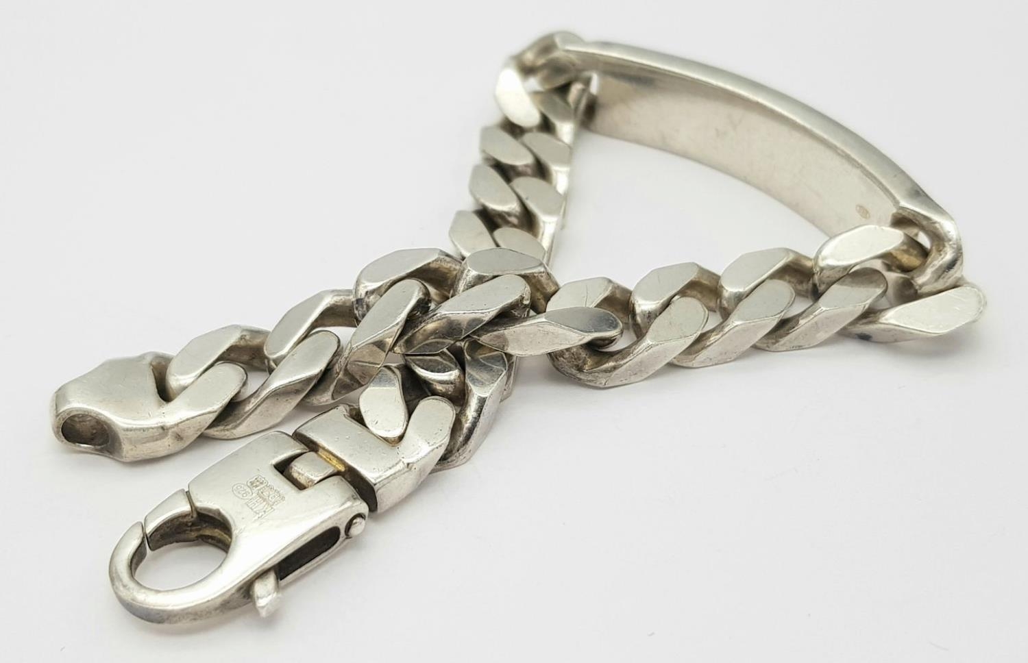 A STERLING SILVER HEAVY ID BRACELET. 65.3G. SC3096. - Image 4 of 6