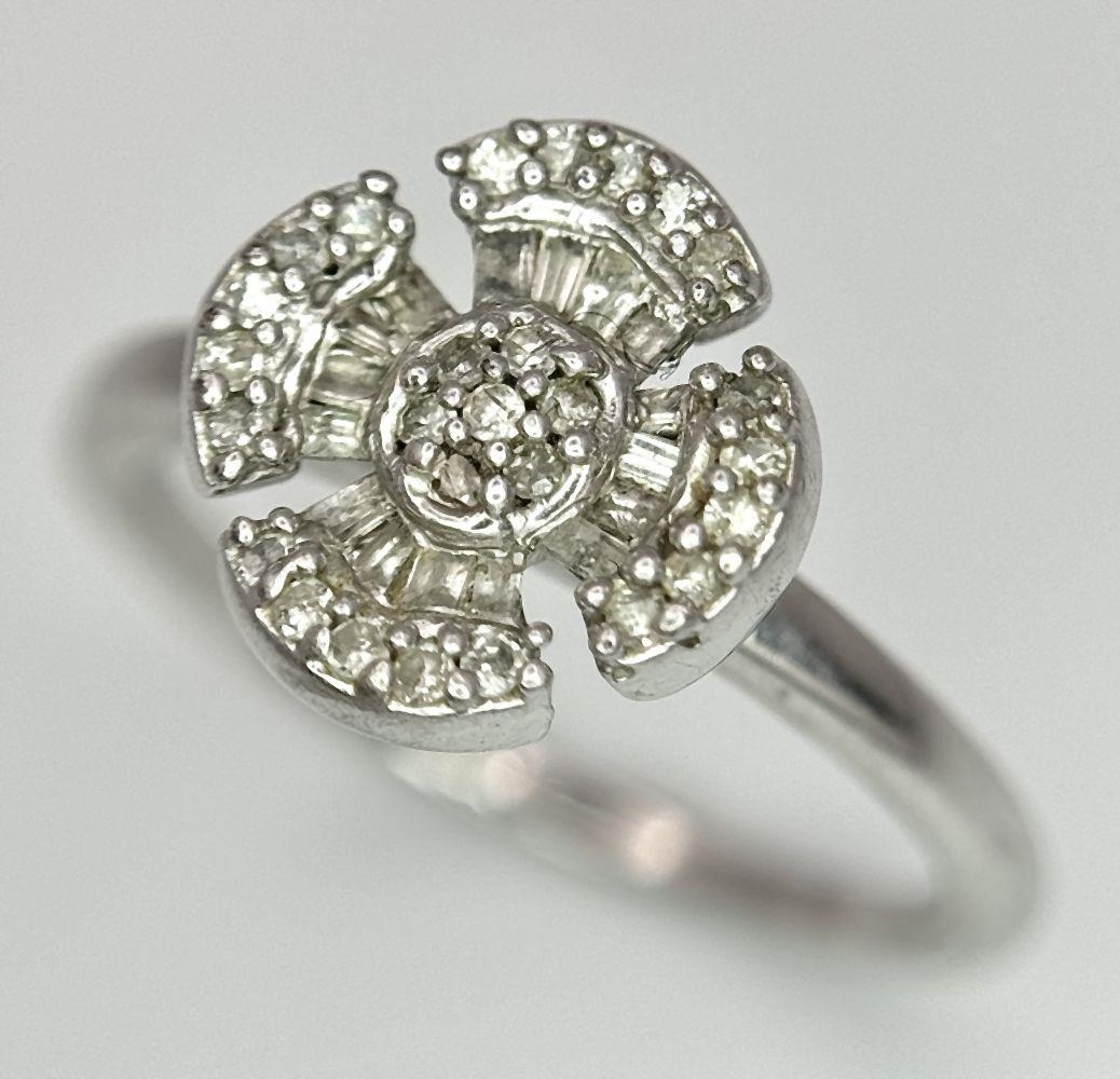 A Sterling Silver Diamond Set, Medieval Design, Ring Size P. The Crown Measures 1.2cm Wide and is - Image 3 of 6