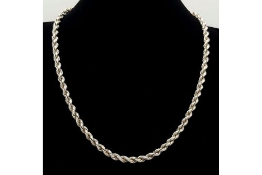 Two attractive Solid Silver 925 Rope Chain Necklaces, Both 41cm. Total weight: 35.4 grams. Both in - Bild 4 aus 8