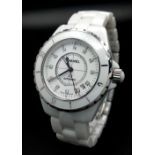 A Chanel J12 Automatic Ladies Watch. White ceramic bracelet and case - 38mm. White dial with diamond