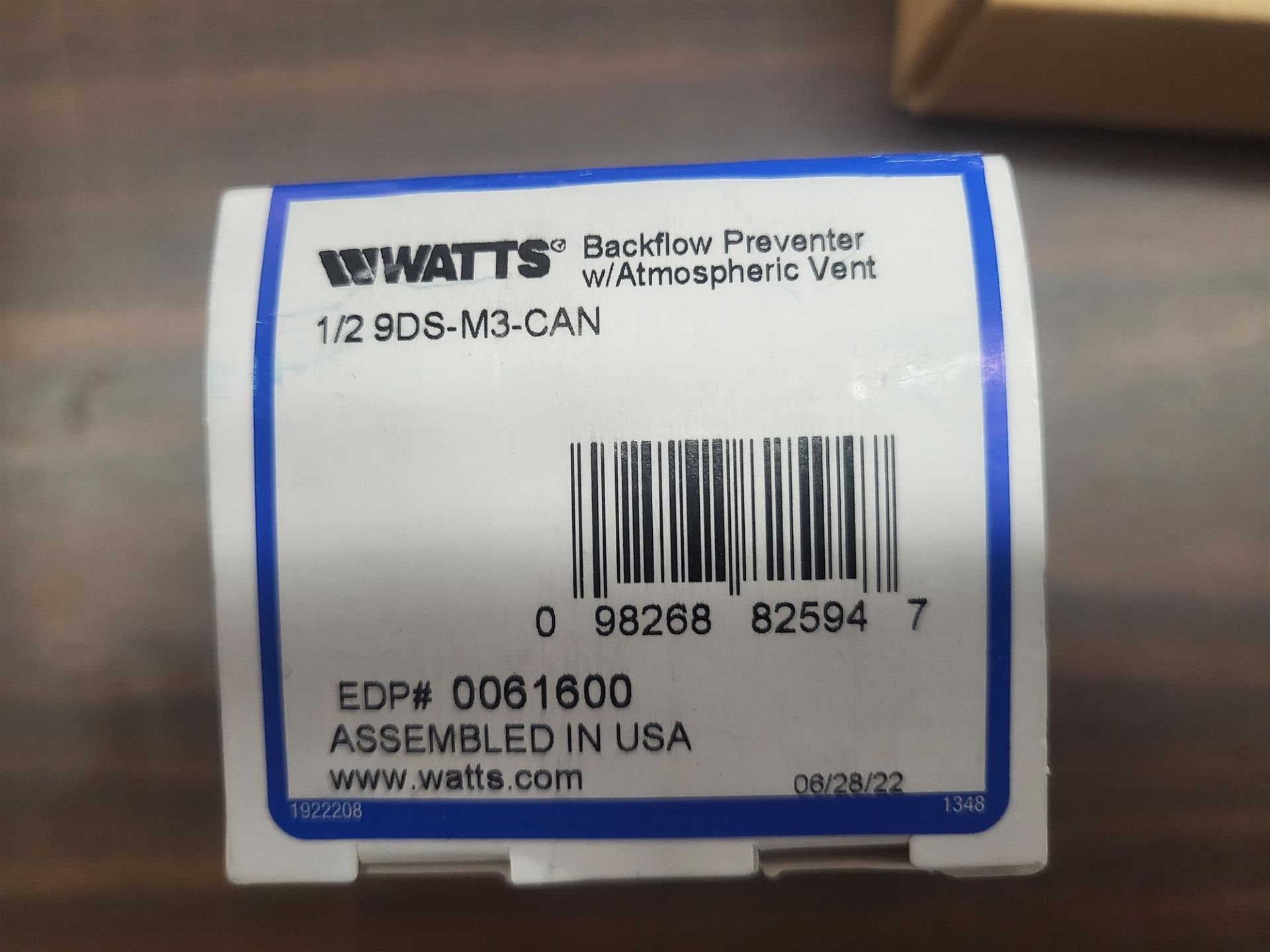 Watts Backflow Preventer w/Atmospheric Vent - Model: 1/2 9DS-M3-CAN