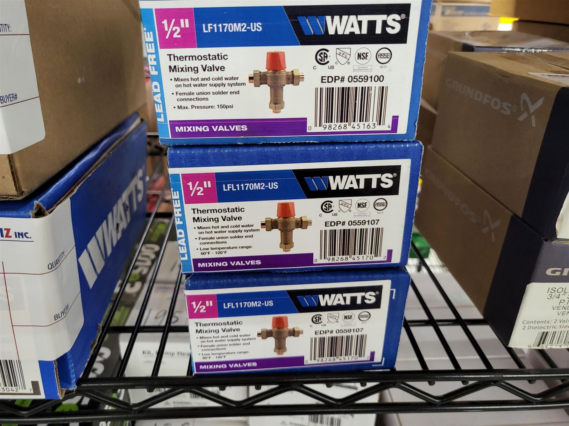 Watts 1/2" Thermostatic Mixing Valves - LF1170M2-US - Total Quantity x3