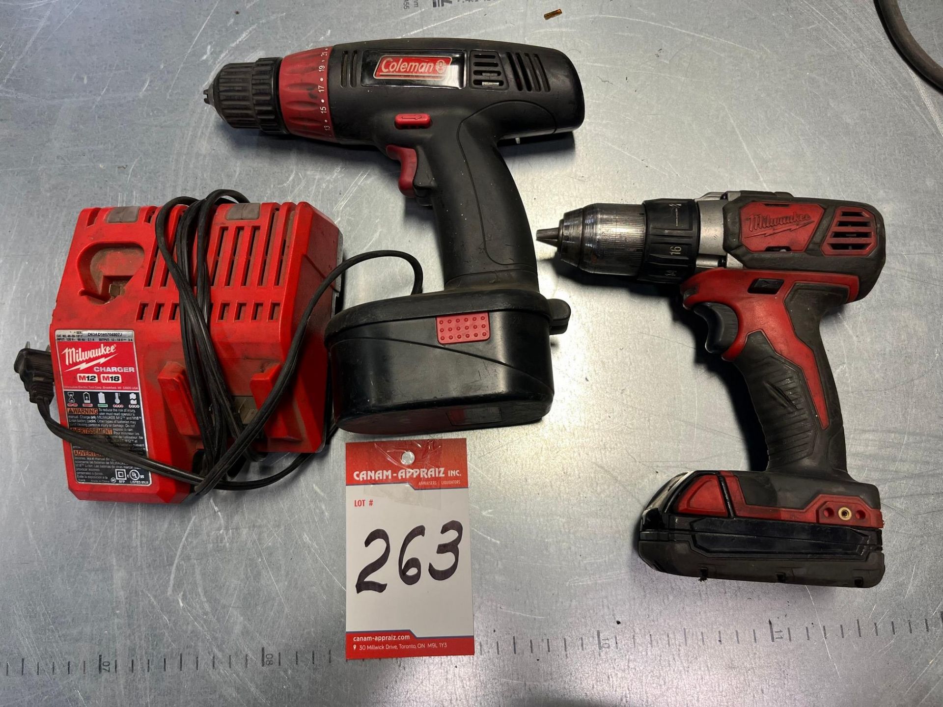 LOT OF MILWAUKEE BATTERY OPERATED DRILLS W/ CHARGERS