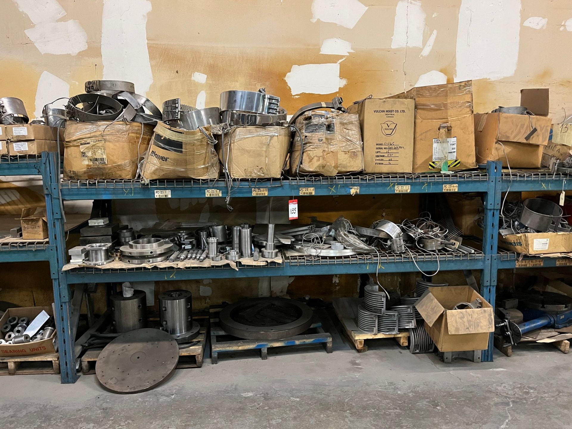 CONTENTS OF RACK, METAL MACHINED COMPONENTS, BLOW MOLDING DIE PARTS, ETC.