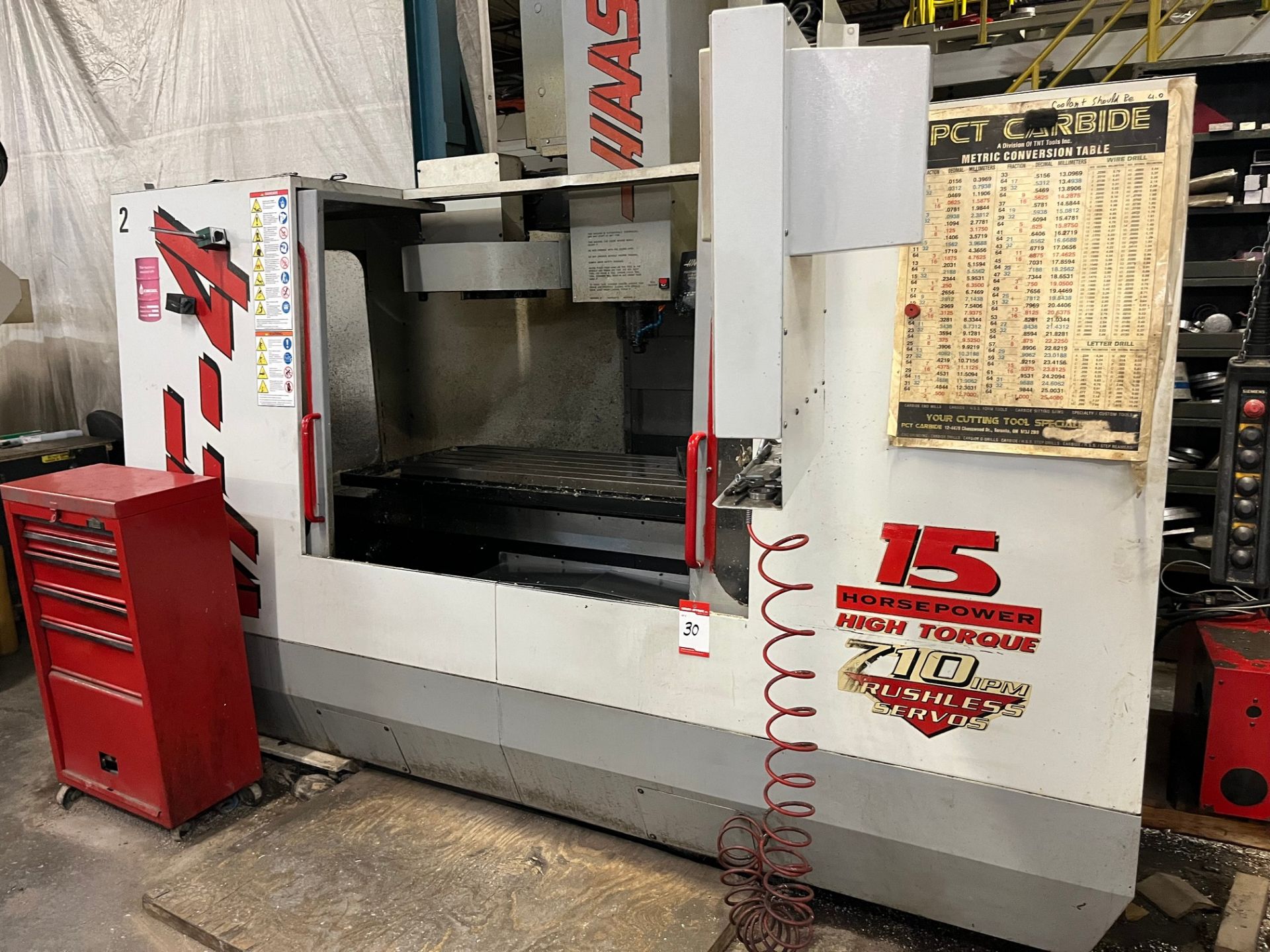 HAAS VF4 CNC VERTICAL MACHINING CENTER, CNC CONTROL, 18” X 52” TABLE, TRAVELS: X-50”, Y-20”, Z- - Image 3 of 6