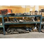 CONTENTS OF RACK, METAL MACHINED COMPONENTS, CYLINDERS, ROTARY TABLE, HARDWARE, ETC.