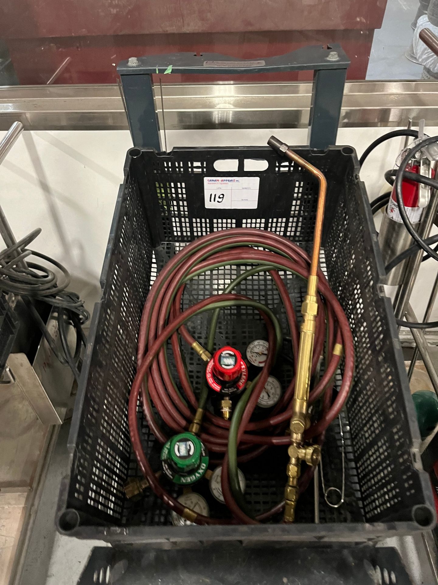 METAL CART W/ TORCH, OXY / ACETYLENE HOSES, GAUGES, ETC. - Image 3 of 3