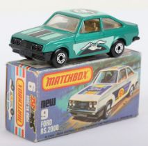 Matchbox Lesney Superfast MB-9 Ford RS2000 Escort with GREEN body and Seagull labels