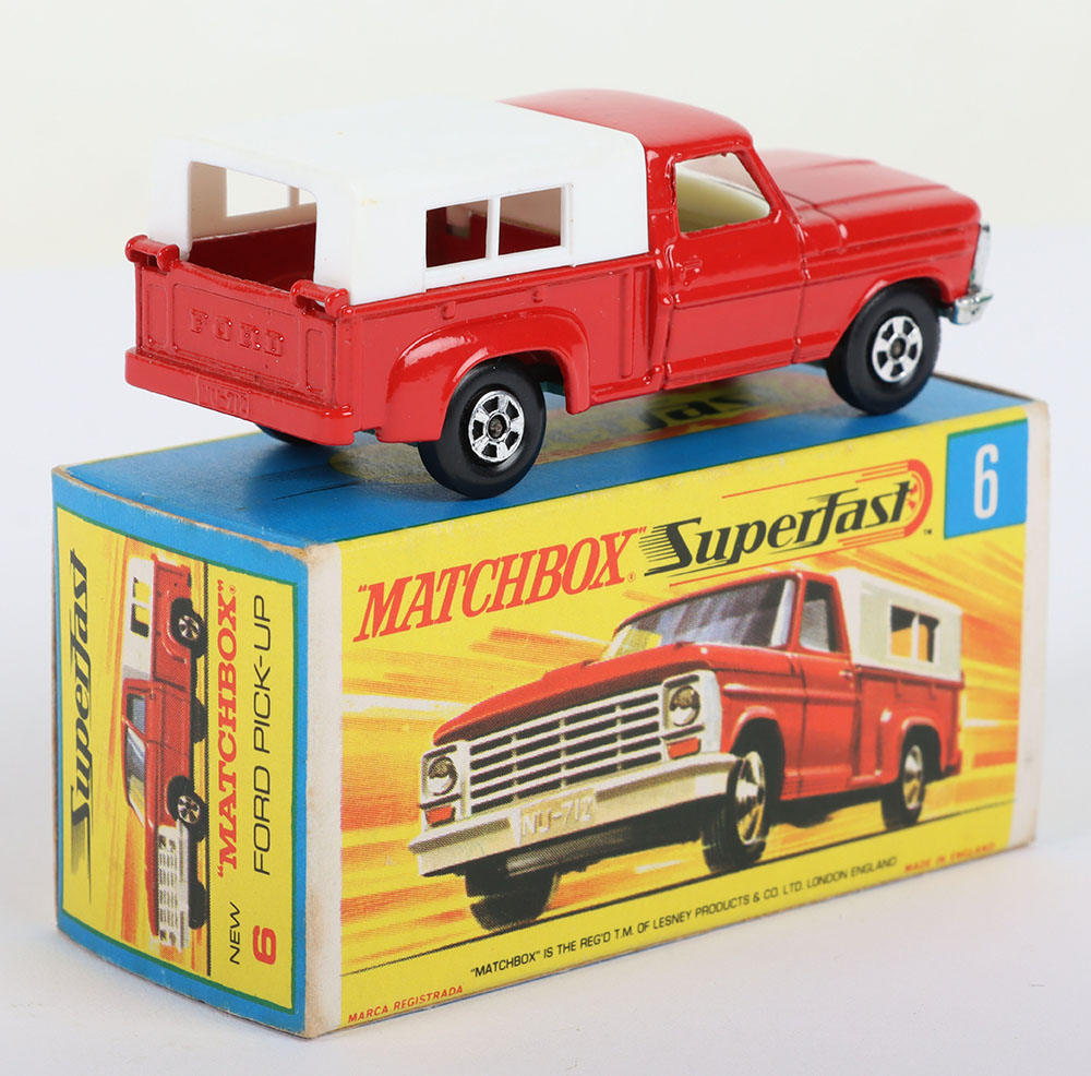 Matchbox Lesney Superfast MB-6 Ford Pick-Up with THIN 5-Spoke wheels and GREEN base - Image 3 of 7