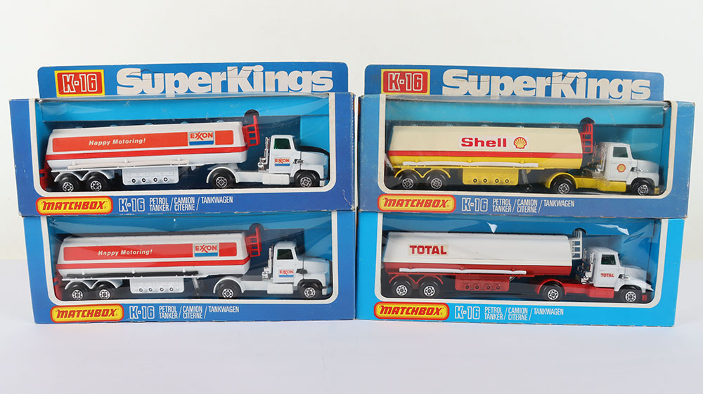 Four Matchbox Lesney Superkings K-16 Ford Petrol Tankers