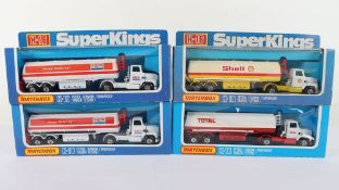 Four Matchbox Lesney Superkings K-16 Ford Petrol Tankers