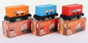 Three Matchbox Lesney Superfast MB-25 Flat Car/ Container Boxed Models