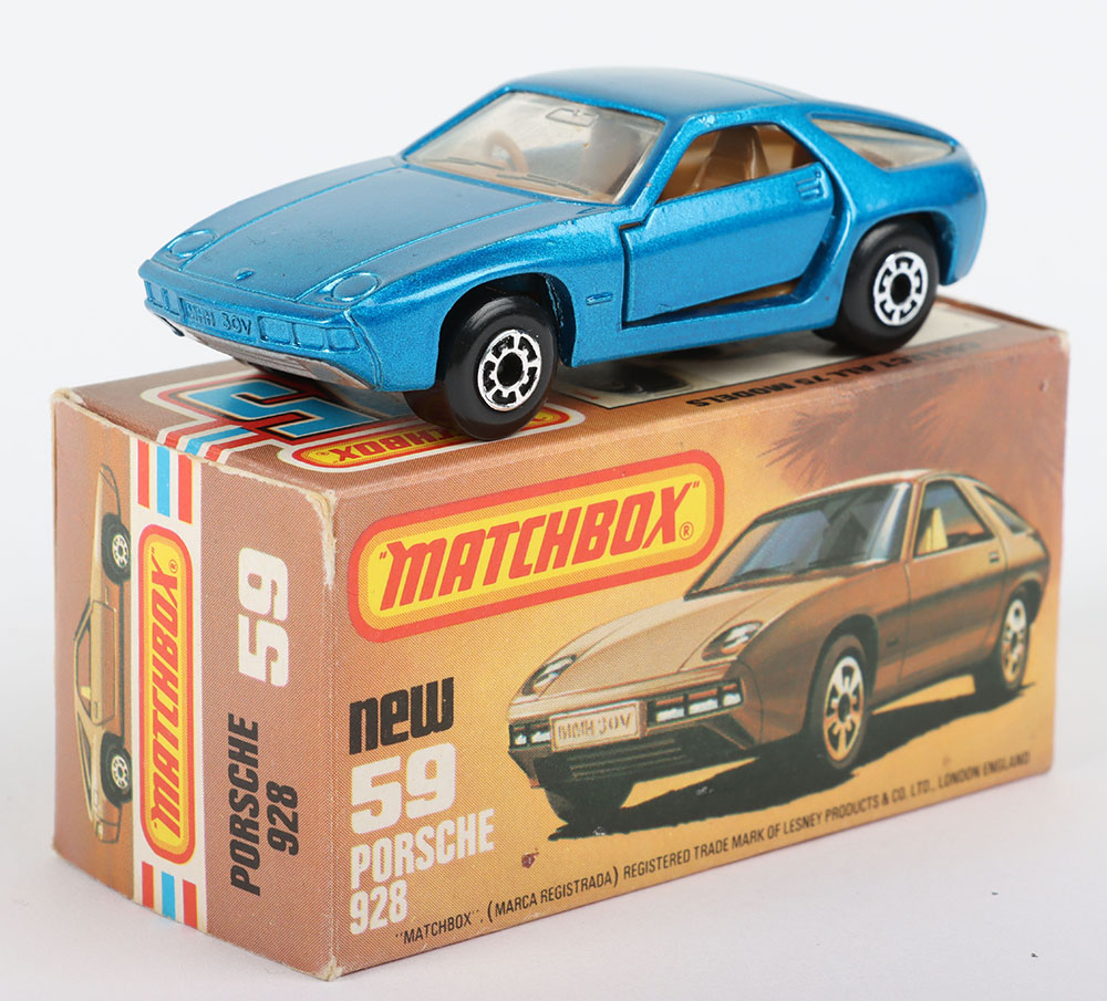 Matchbox Lesney Superfast MB-59 Porsche 928 with BLUE body and rare SILVER painted base - Image 3 of 6