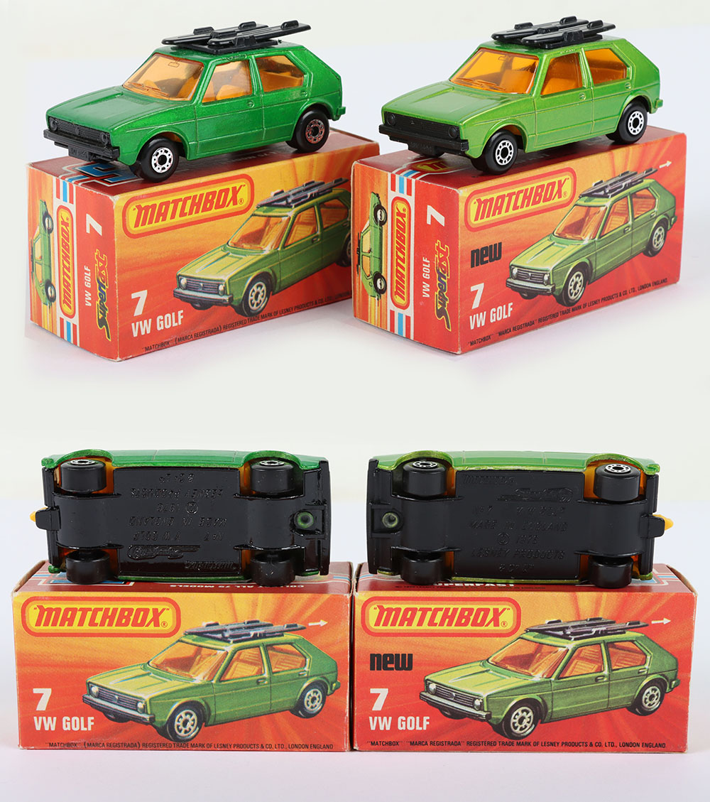 Two Matchbox Lesney Superfast VW Golf, Boxed Models
