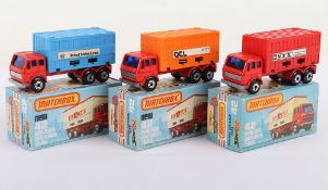 Three Matchbox Lesney Superfast MB-42 Container Truck Boxed Models
