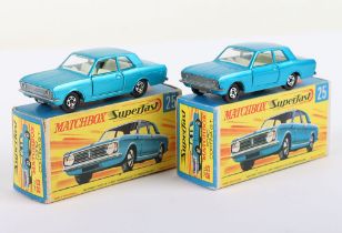 Two Matchbox Lesney Superfast Ford Cortina GT Boxed Models