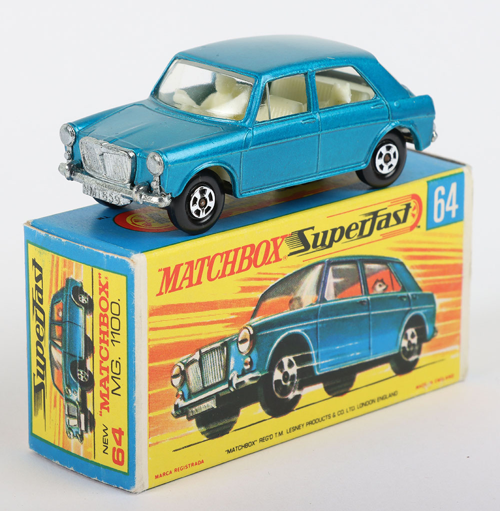 Matchbox Lesney Superfast MB-64 MG1100 with Metallic Blue body and G box