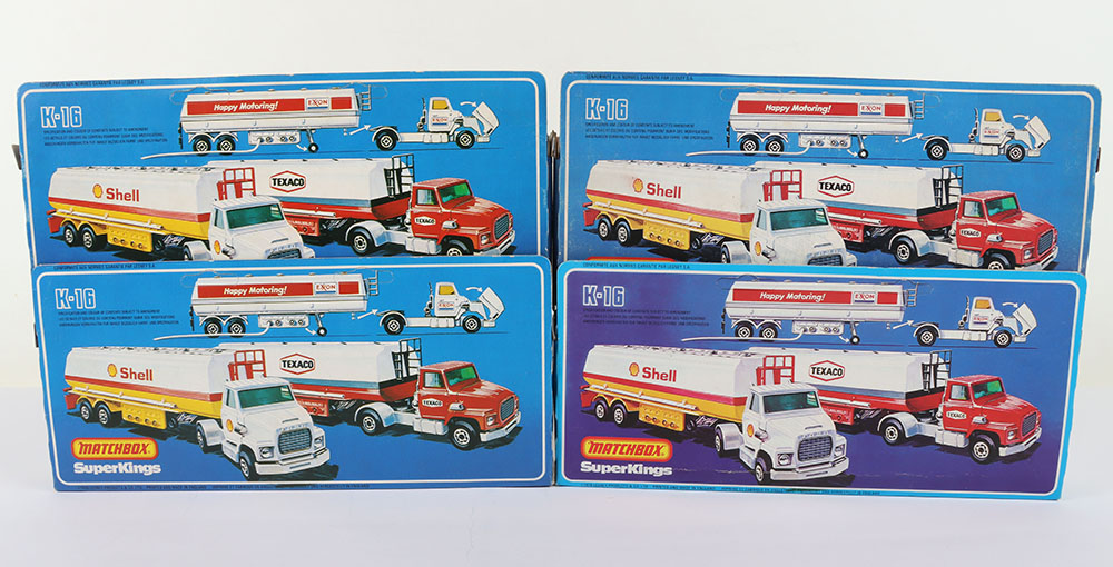 Four Matchbox Lesney Superkings K-16 Ford Petrol Tankers - Image 2 of 6