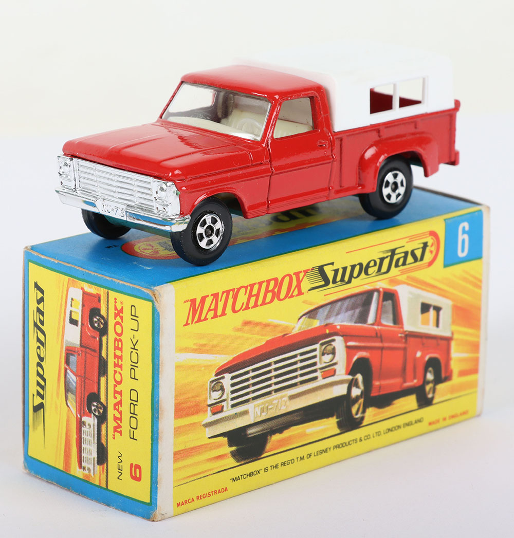 Matchbox Lesney Superfast MB-6 Ford Pick-Up with THIN 5-Spoke wheels and GREEN base - Image 2 of 7