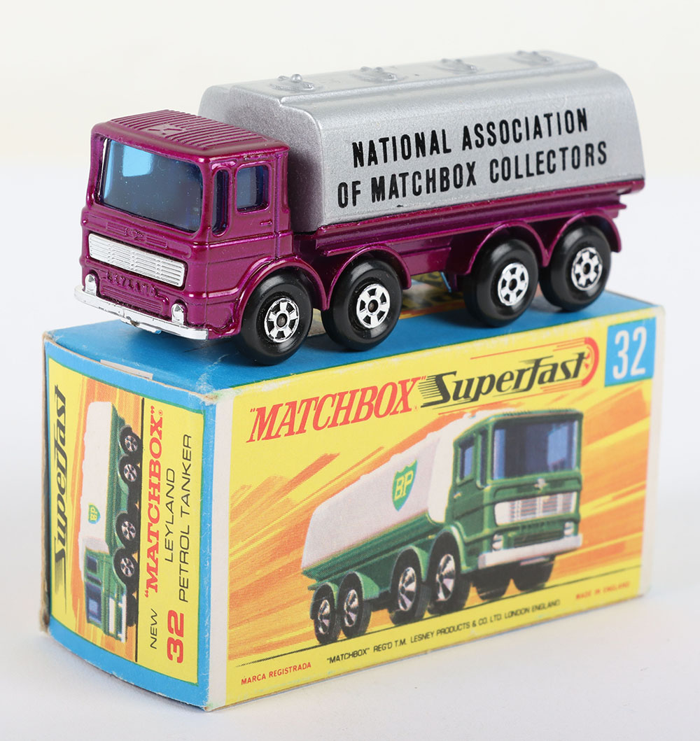 Matchbox Lesney Superfast MB-32 Leyland Petrol Tanker with rare PURPLE body & SILVER tanker