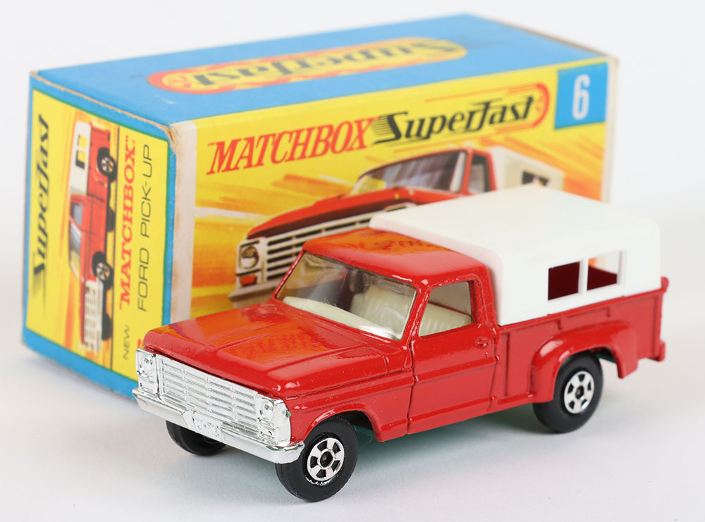 Matchbox Lesney Superfast MB-6 Ford Pick-Up with THIN 5-Spoke wheels and GREEN base - Image 7 of 7