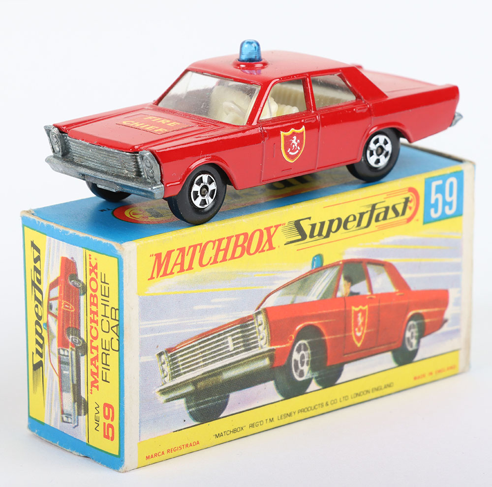 Matchbox Lesney Superfast MB-59 Ford Galaxie Fire Chief Car with Red body