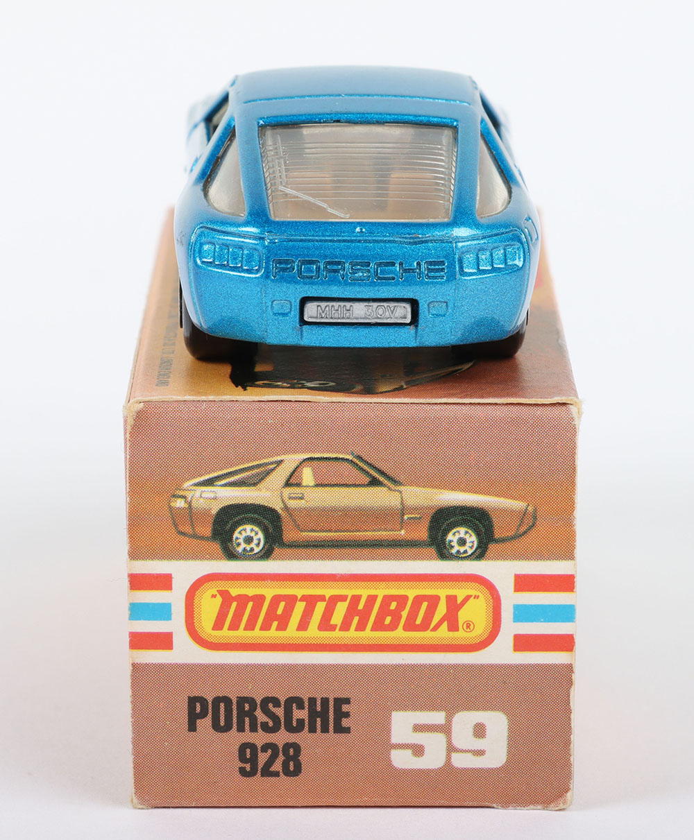 Matchbox Lesney Superfast MB-59 Porsche 928 with BLUE body and rare SILVER painted base - Image 6 of 6