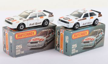 Two Matchbox Lesney Superfast MB-25 Audi Quattro Boxed Models