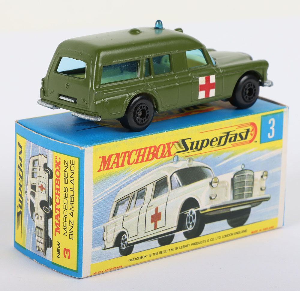 Matchbox Lesney Superfast MB-3 Mercedes Benz Binz Ambulance, Military Green body - Image 2 of 5