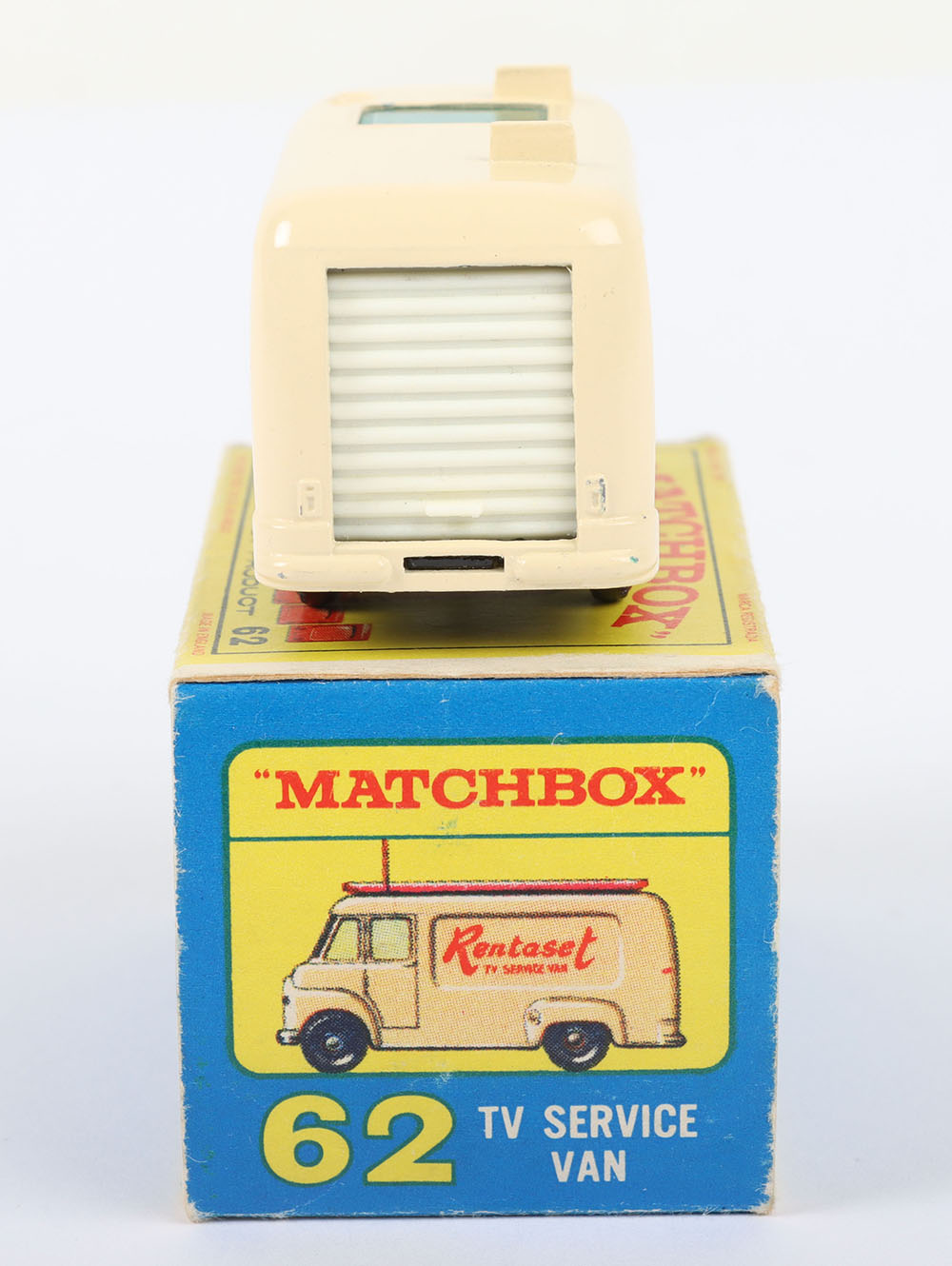 Matchbox Lesney Regular Wheels MB-62 TV Service Van with CREAM body & RENTASET TV SERVICE VAN Decals - Image 4 of 5