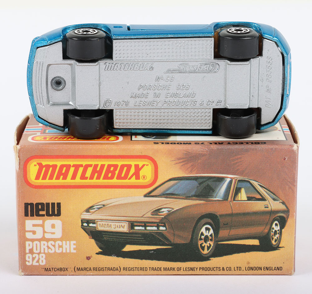 Matchbox Lesney Superfast MB-59 Porsche 928 with BLUE body and rare SILVER painted base - Image 2 of 6