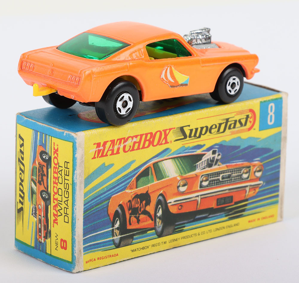 Matchbox Lesney Superfast MB-8 Wild Cat Dragster, Orange body with scarce SAILBOAT labels - Image 2 of 5